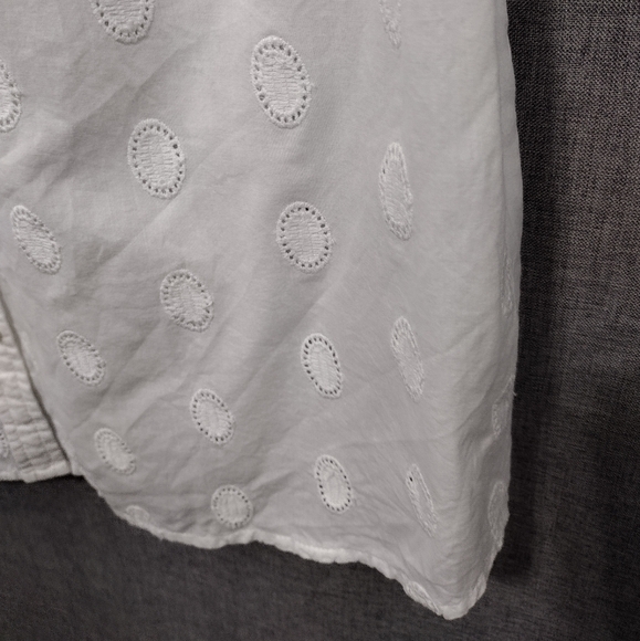 Charter Club Eyelet Polkadot Relaxed Fit Button Shirt Women's 16 White Office - Picture 5 of 8